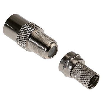 Набор разъемов антенных ТВ №6 (1 переходник гн F – гн TV, 1 F-разъем RG-6) REXANT