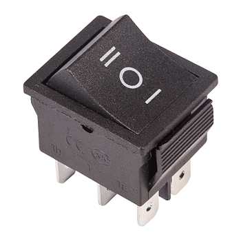 Выключатель клавишный 250В 15А (6с) ON-OFF-ON черный с нейтралью (1 шт/уп) REXANT