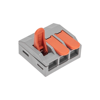 Универсальная клемма СМК 222-613/221-613, 3-проводная серая 0,5-4/6 мм² (25 шт/уп) REXANT