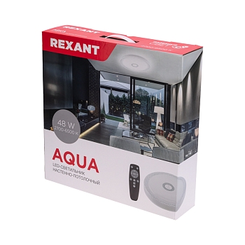 Светильник настенно-потолочный Aqua LED 48 Вт 2700-6500 К управления с пульта и выключателя, диммирование, встроенный ночник L REXANT