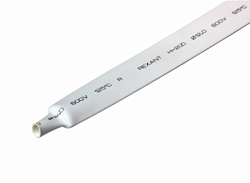 Трубка термоусаживаемая ТУТ нг 12,0/6,0мм, белая, упаковка 50 шт. по 1м REXANT