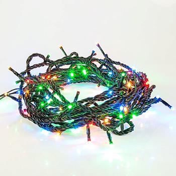 Гирлянда Нить управляемая 20м 200 LED МУЛЬТИКОЛОР (RGYB) черный ПВХ IP65 свечение с динамикой 230В нужен контроллер 217-204 NEON-NIGHT