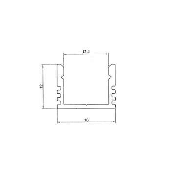 Профиль алюминиевый накладной 16х12 мм 2 м (заказывать отдельно рассеиватель 146-250, заглушки 146-201-1 и 146-201-2) REXANT