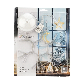 Фигура светодиодная Снежинка на присоске с подвесом, цвет белый