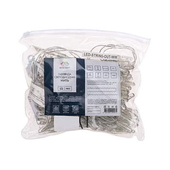 Гирлянда светодиодная Нить 10м 100 LED ЖЕЛТЫЙ прозрачный ПВХ IP65 эффект мерцания 230В соединяется нужен блок 303-500-1 NEON-NIGHT