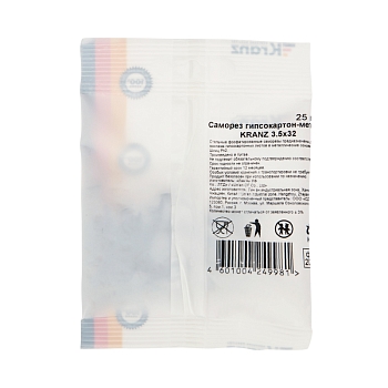 Саморез гипсокартон-металл 3,5х32 мм, пакет (25 шт/уп) KRANZ