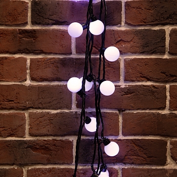 Гирлянда светодиодная Мультишарики Ø38мм 10м 40 LED БЕЛЫЙ черный ПВХ IP65 постоянное свечение 230В нужен блок 303-500 NEON-NIGHT