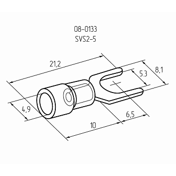 Наконечник вилочный изолированный 5.3 мм 1.5-2.5 мм² (НВи 2.5-5/НВи 2-5) синий (10шт./уп.) REXANT