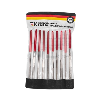 Набор надфилей алмазных 140х50х3мм, 10 шт. KRANZ