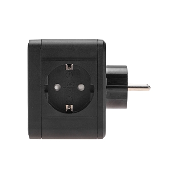 Двойник электрический Куб 16А с/з + 2хUSB-A 2,4А + USB Type-C 3А с ночной подсветкой, черный REXANT