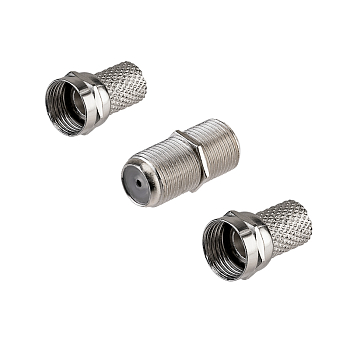 Набор разъемов антенных ТВ №1 (1 переходник гн F – гн F, бочка без кольца, 2 F-разъема RG-6) PROconnect