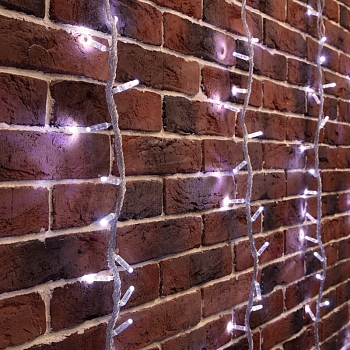 Гирлянда светодиодная Занавес 2х3м 240 LED БЕЛЫЙ прозрачный ПВХ IP65 эффект водопада 24В не соединяется трансформатор в комплекте NEON-NIGHT