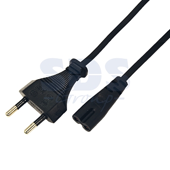 Шнур сетевой, вилка СЕЕ 7/16 - разъем IEC 320 C7, кабель 2x0,5 мм², длина 1,5 метра (PE пакет) СМАРТКИП
