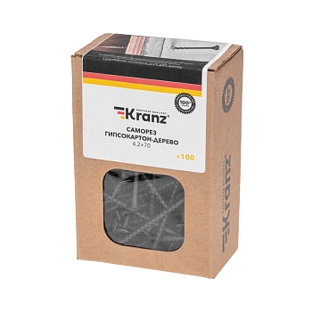 Саморез гипсокартон-дерево 4,2х70 мм, короб (100 шт/уп) KRANZ