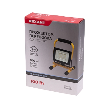 Прожектор-переноска СДО-EXPERT 100Вт 8000Лм 6500K со шнуром 2м и евровилкой REXANT