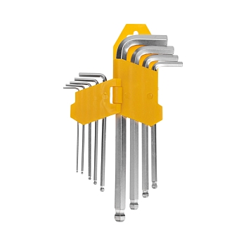 Набор ключей имбусовых HEX KRANZ 1,5-10 мм, CrV, 9 шт., удлиненные, с шаром