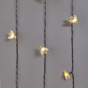 Гирлянда садовая (каскад) Янтарные Пчелы 5,8м, 2700К с аккумулятором и выносной солнечной панелью LAMPER