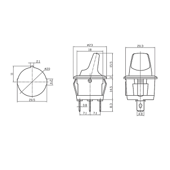 Выключатель клавишный круглый 12В 16А (3с) ON-OFF зеленый с подсветкой REXANT