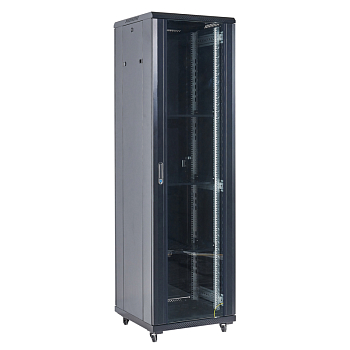 Напольный шкаф 19" 18U 600×600×987 (ШxГxВ), дверь стекло, металлическая задняя дверь, боковые съемные стенки, RAL 9005 REXANT