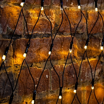 Гирлянда светодиодная Сеть треугольная 1,5х2х2м 136 LED ТЕПЛЫЙ БЕЛЫЙ черный ПВХ IP65 свечение с динамикой 230В контроллер в комплекте NEON-NIGHT