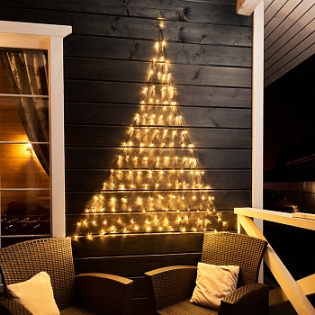 Гирлянда светодиодная Сеть треугольная 1,5х2х2м 136 LED ТЕПЛЫЙ БЕЛЫЙ черный ПВХ IP65 свечение с динамикой 230В контроллер в комплекте NEON-NIGHT