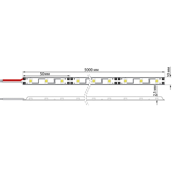 Лента светодиодная 12В, SMD2835, 4,8Вт/м, 60 LED/м, синий, 8мм, 5м, IP20 LAMPER