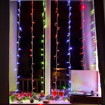 Гирлянда Светодиодный Дождь 2,5x2 м, свечение с динамикой, прозрачный провод, 230 В, диоды МУЛЬТИКОЛОР