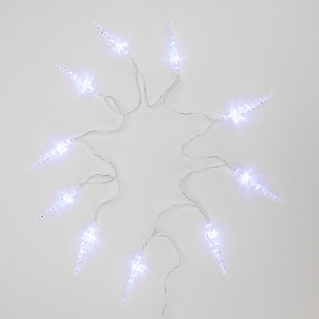 Гирлянда светодиодная Сосульки 1,5 м, 10 LED, прозрачный ПВХ, цвет свечения белый, 2 х АА (батарейки не в комплекте) NEON-NIGHT