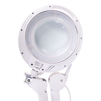 Лупа на струбцине круглая 3D с подсветкой 60 SMD LED, сенсорный регулятор яркости, ø120мм, белая REXANT