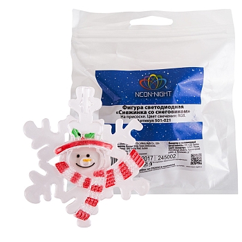 Снеговик на снежинке RGB на присоске