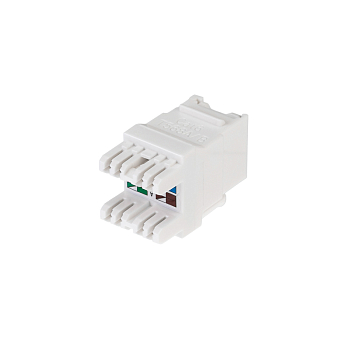 Модуль Keystone Jack RJ-45(8P8C), UTP неэкранированный, CAT 6, тип 180 градусов, с пылезащитной шторкой, белый REXANT PRO