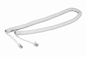 Шнур для телефонной трубки, витой RJ-10 (4P-4C), 7м, белый REXANT