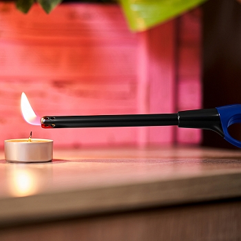 Бытовая газовая пьезозажигалка с классическим пламенем, многоразовая (1 шт.) синяя СК-302L СОКОЛ