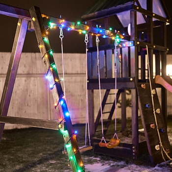 Гирлянда Нить управляемая 10м 100 LED МУЛЬТИКОЛОР (RGYB) черный ПВХ IP65 свечение с динамикой 230В нужен контроллер 217-204 NEON-NIGHT