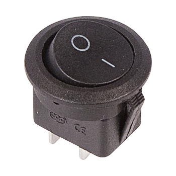 Выключатель клавишный круглый 250В 6А (2с) ON-OFF черный REXANT