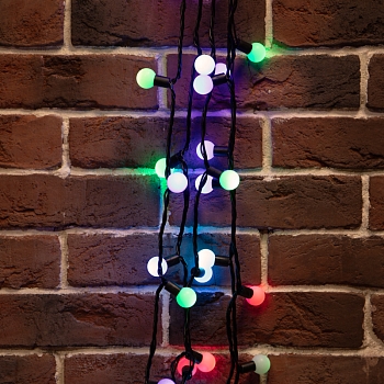 Гирлянда светодиодная Мультишарики Ø23мм 10м 80 LED RGB черный ПВХ IP65 быстрая смена цвета 230В нужен блок 303-500 NEON-NIGHT