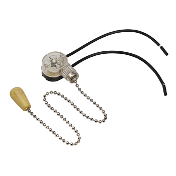 Выключатель для настенного светильника REXANT c проводом и деревянным наконечником, серебряный, 1 шт.