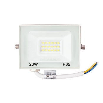 Прожектор светодиодный СДО 20Вт 1600Лм 5000K нейтральный свет, белый корпус REXANT