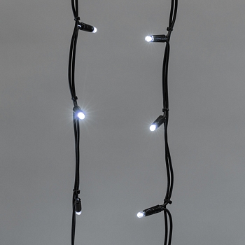 Гирлянда светодиодная Бахрома (Айсикл), 6,0х1,5м, 480 LED БЕЛЫЙ, черный КАУЧУК 3,3мм, IP67, постоянное свечение, 230В NEON-NIGHT (шнур питания в комплекте)