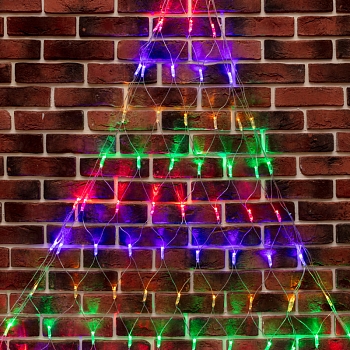Гирлянда светодиодная Сеть треугольная 1,5х2х2м 136 LED МУЛЬТИ прозрачный ПВХ IP65 свечение с динамикой 230В контроллер в комплекте NEON-NIGHT