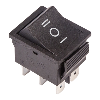 Переключатель клавишный 250В 15А (6с) ON-OFF-ON черный с нейтралью REXANT