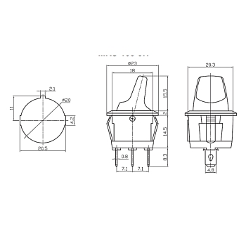 Выключатель клавишный круглый 250В 6А (3с) ON-OFF зеленый с подсветкой REXANT