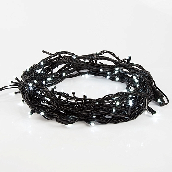 Гирлянда Нить управляемая 10м 100 LED БЕЛЫЙ черный ПВХ IP65 свечение с динамикой 230В нужен контроллер 217-204 NEON-NIGHT