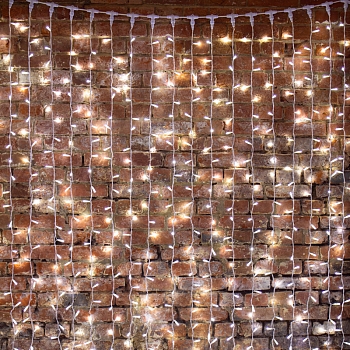 Гирлянда светодиодная Занавес 2х3м 600 LED БЕЛЫЙ белый ПВХ IP65 эффект мерцания 230В нужен блок 303-500-1 NEON-NIGHT