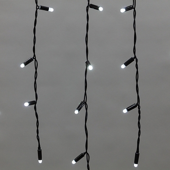 Гирлянда светодиодная Бахрома (Айсикл) 2,4х0,6м 88 LED БЕЛЫЙ черный ПВХ IP65 постоянное свечение 230В нужен блок 303-500 NEON-NIGHT