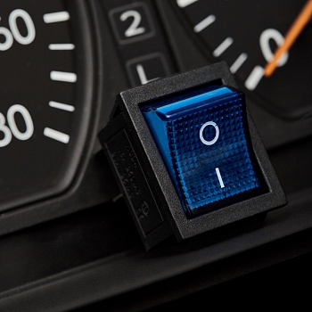 Выключатель клавишный 250В 16А (4с) ON-OFF синий с подсветкой (1 шт/уп) REXANT