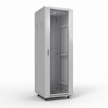Шкаф напольный 19" серии Standart 32U 600х600мм, передняя дверь стекло, задняя дверь металл, RAL 7035 (состоит из 2 частей) REXANT