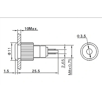 Индикатор металл Ø8 12В желтый LED (GQ8F-D)  REXANT