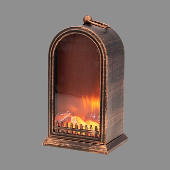 Светодиодный камин Фьюжн с эффектом живого огня 14,7x11,7x25 см, батарейки 2хС (не в комплекте) USB, бронзовый