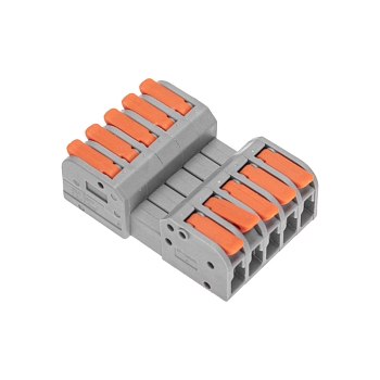 Клемма СМК 222-425R проходная разъемная 5 полюсов серая 0,2-2,5/4мм² (20 шт/уп) REXANT
